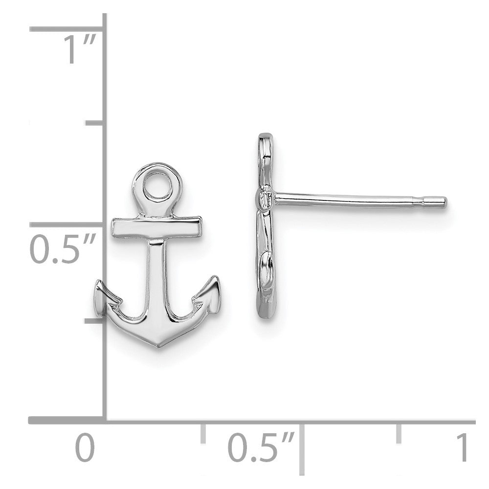 Sterling Silver Polished Mini Anchor Post Earrings