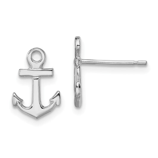 Sterling Silver Polished Mini Anchor Post Earrings