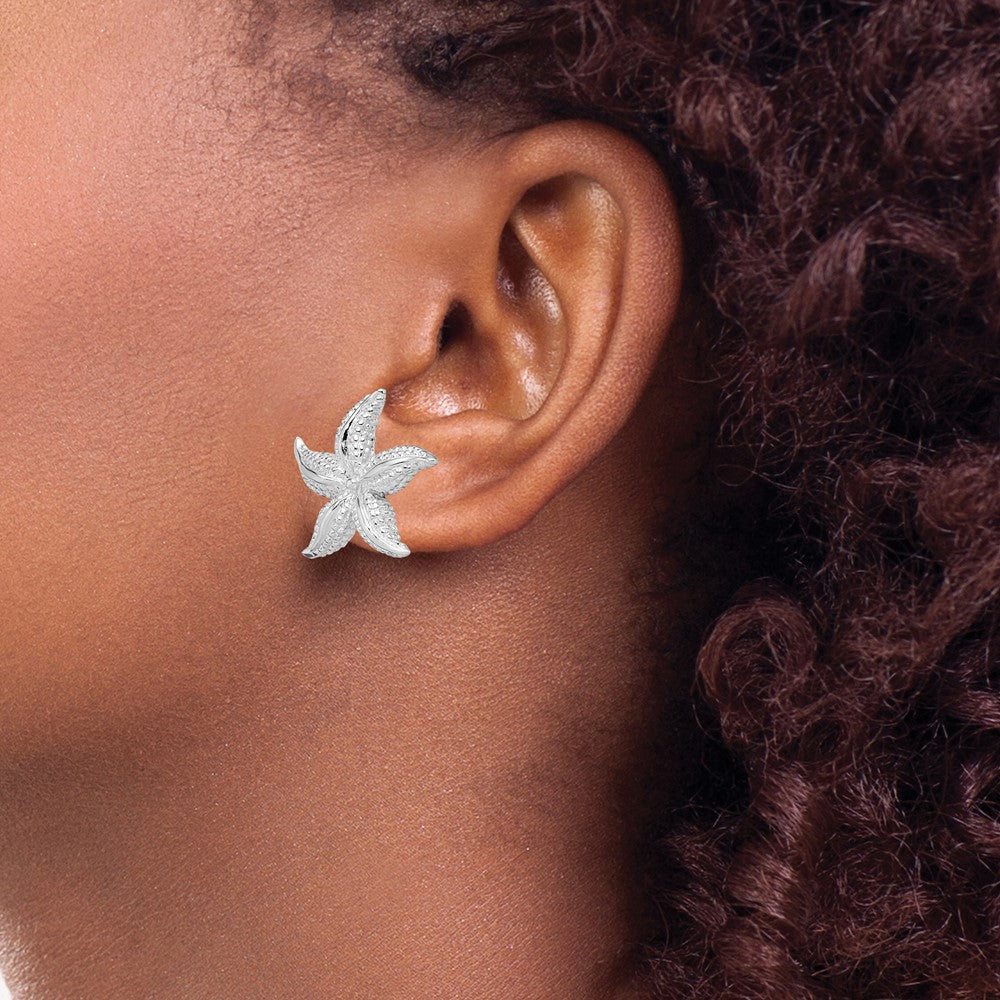 Sterling Silver Polished Starfish Post Earrings