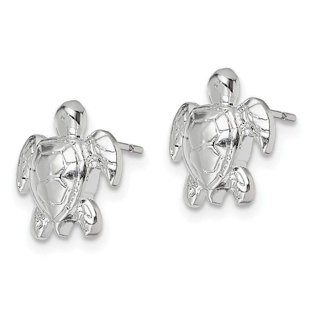 Sterling Silver Polished Mini Sea Turtle Post Earrings