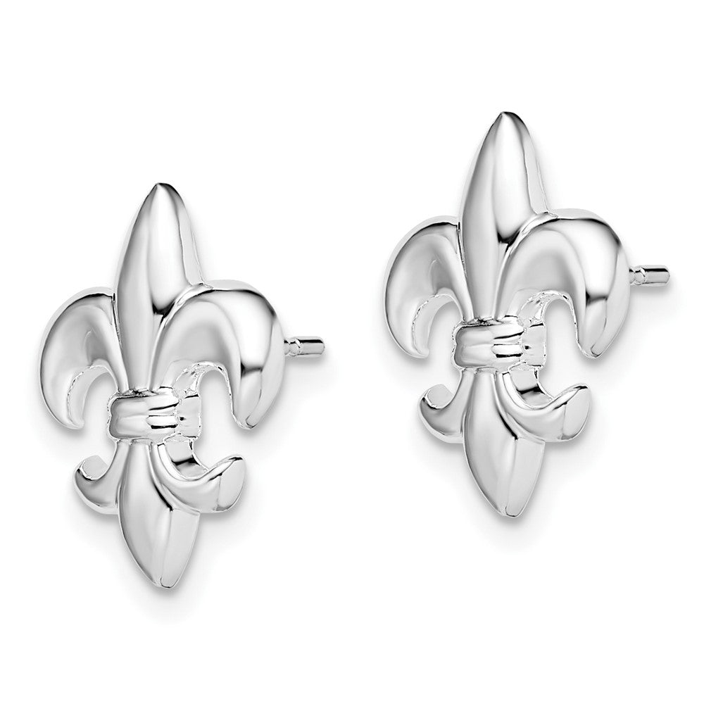 Sterling Silver Polished Small Fleur de Lis Post Earrings