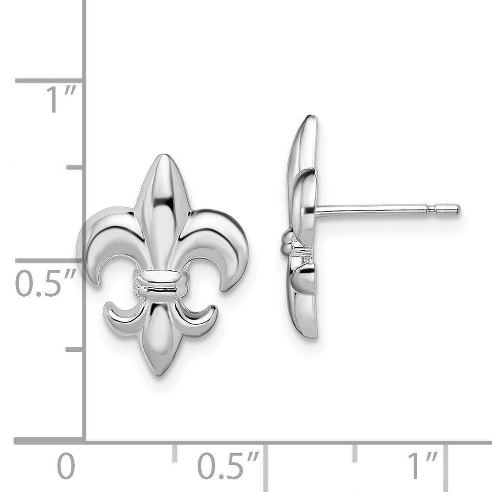 Sterling Silver Polished Small Fleur de Lis Post Earrings