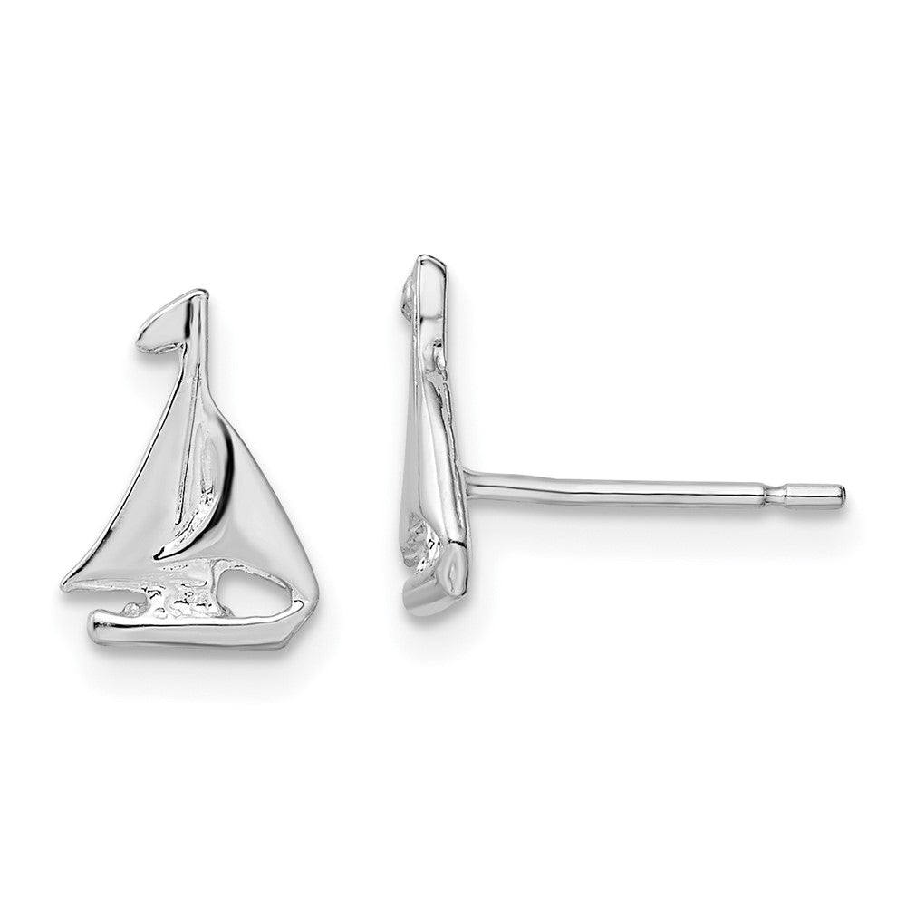 Sterling Silver Polished Mini Sailboat Post Earrings
