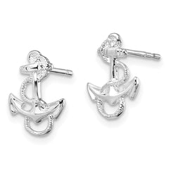 Sterling Silver Polished Anchor with Rope Post Earrings