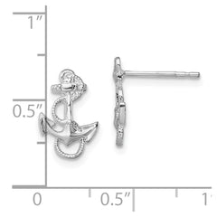 Sterling Silver Polished Anchor with Rope Post Earrings