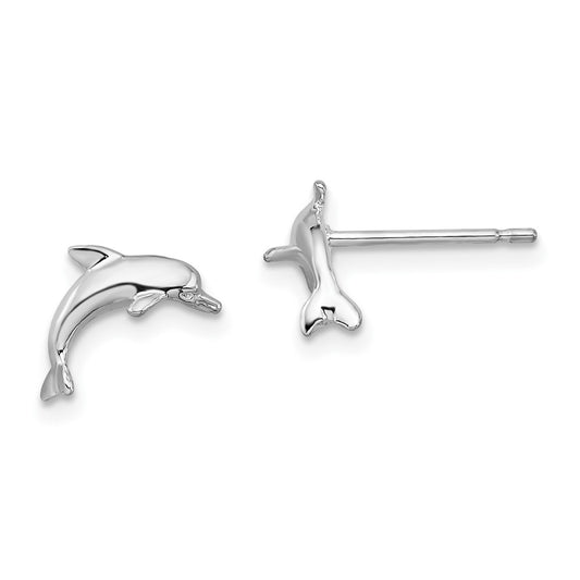 Sterling Silver Polished Dolphin Post Earrings