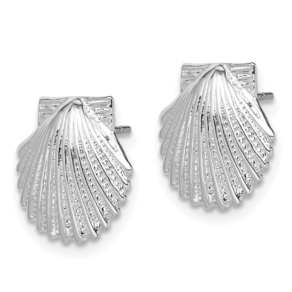 Sterling Silver Polished Scallop Shell Post Earrings