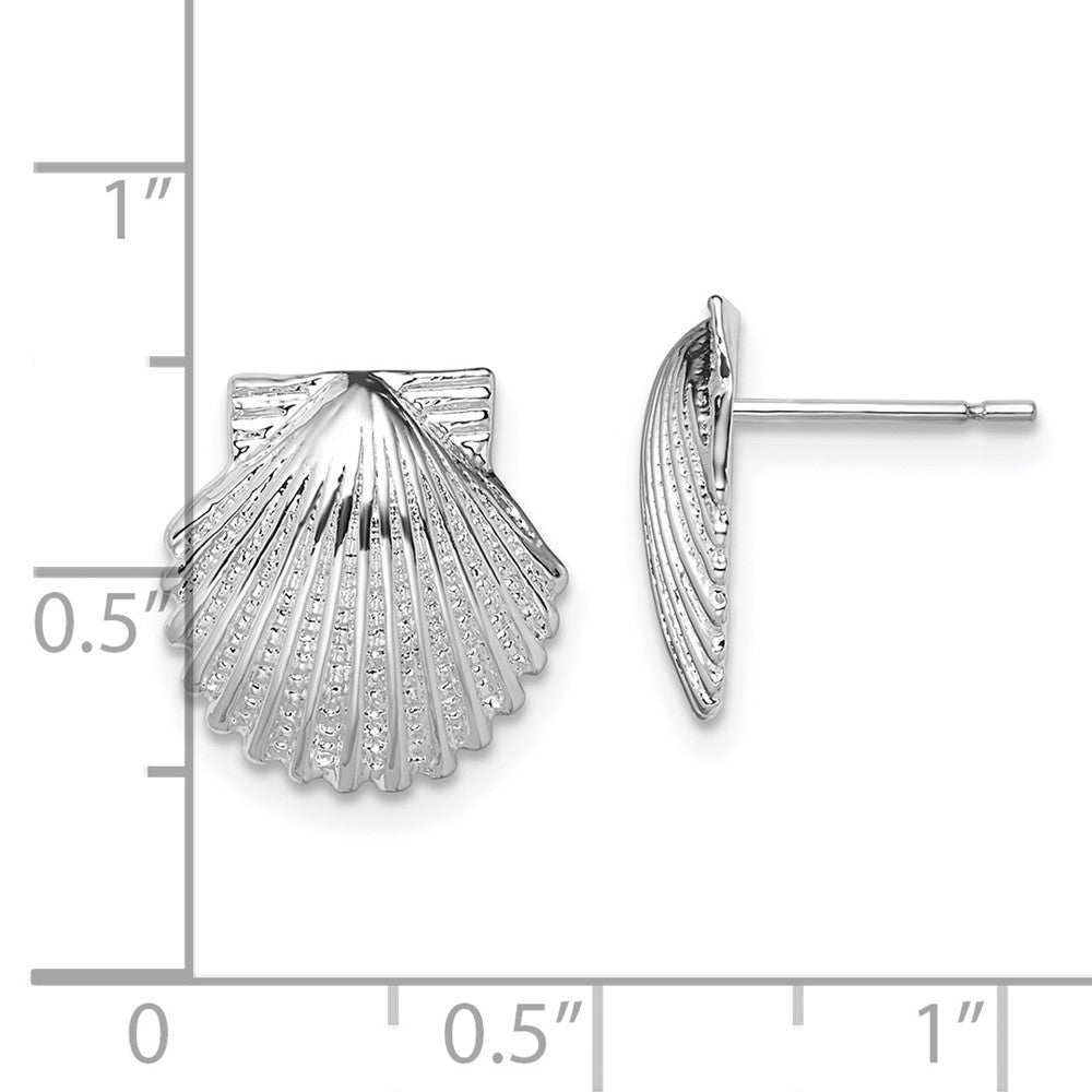 Sterling Silver Polished Scallop Shell Post Earrings