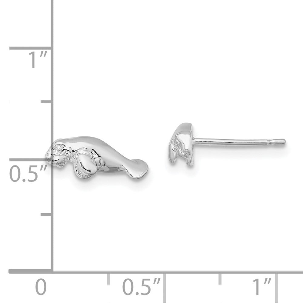 Sterling Silver Polished Mini Manatee Post Earrings