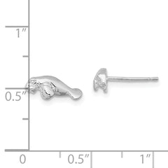 Sterling Silver Polished Mini Manatee Post Earrings