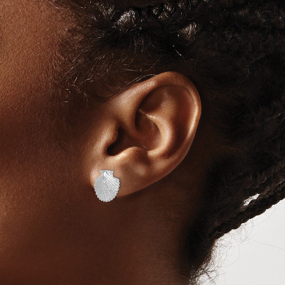 Sterling Silver Polished Scallop Shell Post Earrings