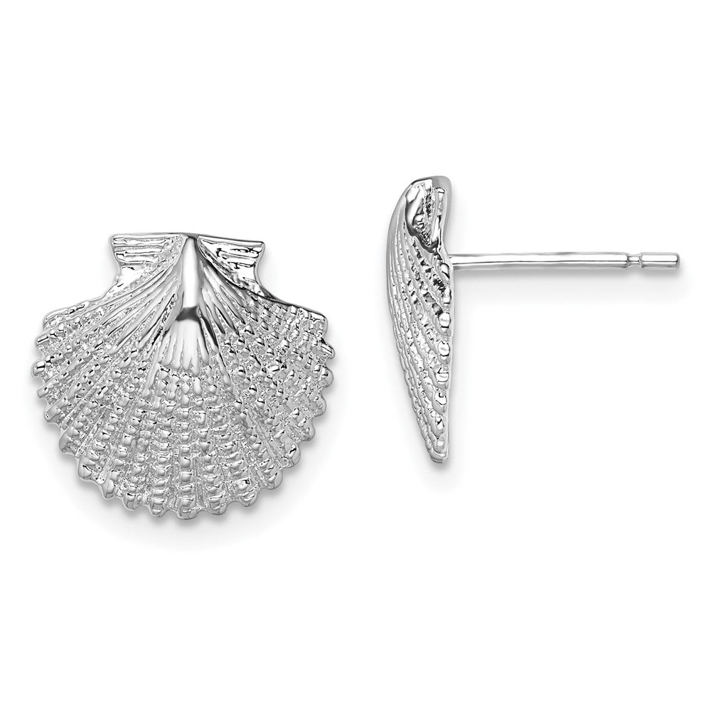 Sterling Silver Polished Scallop Shell Post Earrings
