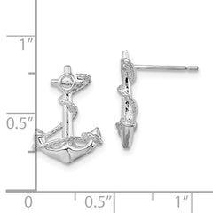 Sterling Silver Polished Anchor with Rope Post Earrings