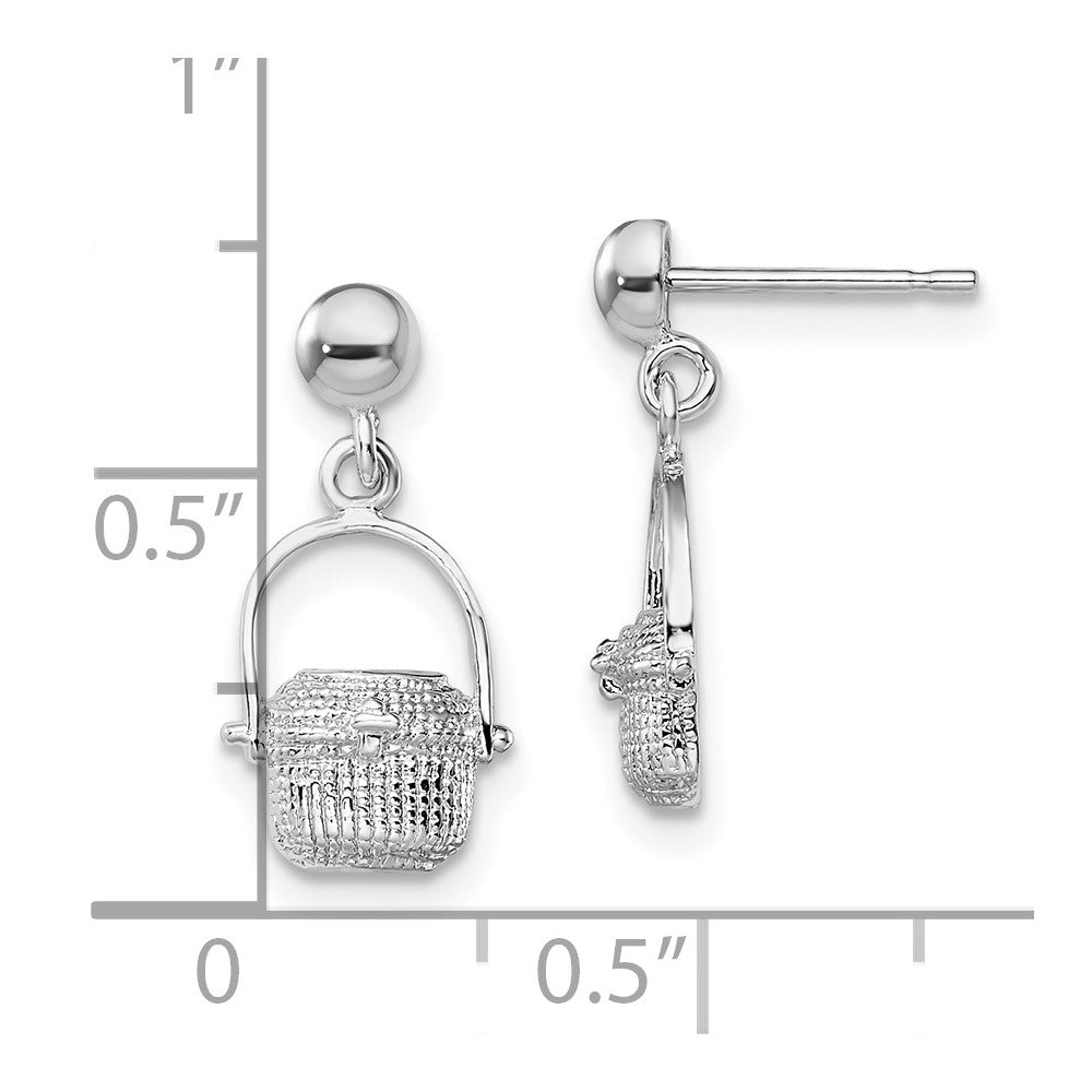 Sterling Silver Polished Nantucket Basket Post Earrings