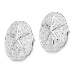 Sterling Silver Polished Sand Dollar with Starfish Post Earrings