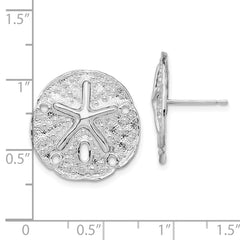 Sterling Silver Polished Sand Dollar with Starfish Post Earrings