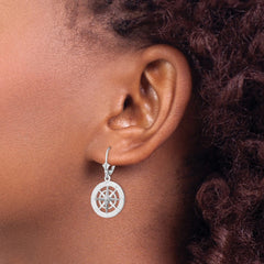 Sterling Silver Polished Compass Leverback Earrings