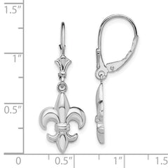 Sterling Silver Polished Small Fleur de Lis Leverback Earrings