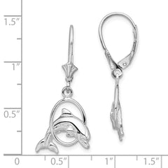 Sterling Silver Polished Dolphin in Hoop Leverback Earrings
