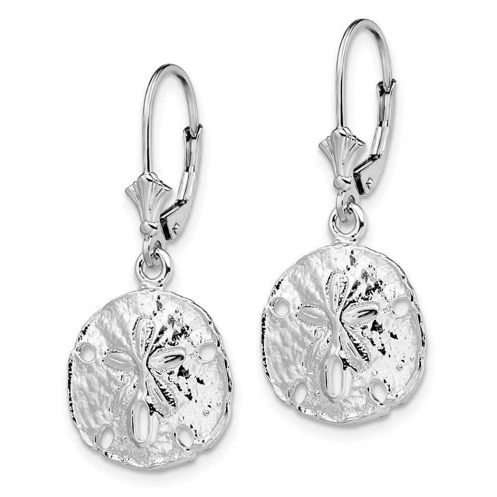 Sterling Silver Polished Sand Dollar Leverback Earrings