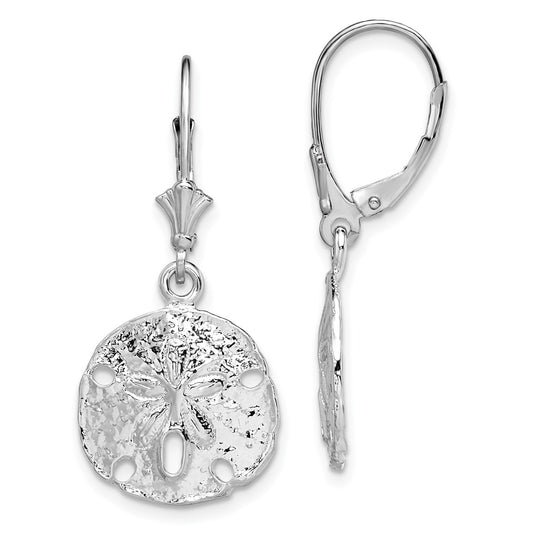 Sterling Silver Polished Sand Dollar Leverback Earrings