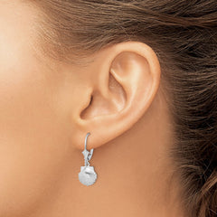 Sterling Silver Polished Shell Leverback Earrings