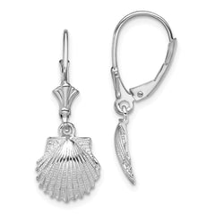 Sterling Silver Polished Shell Leverback Earrings