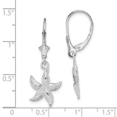 Sterling Silver Polished Starfish Leverback Earrings