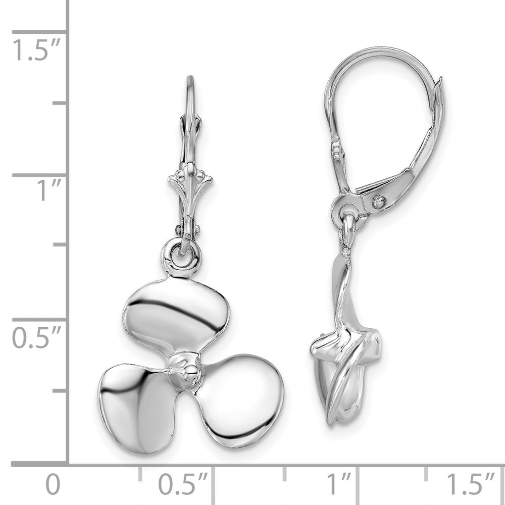 Sterling Silver Polished 3D Propeller Leverback Earrings