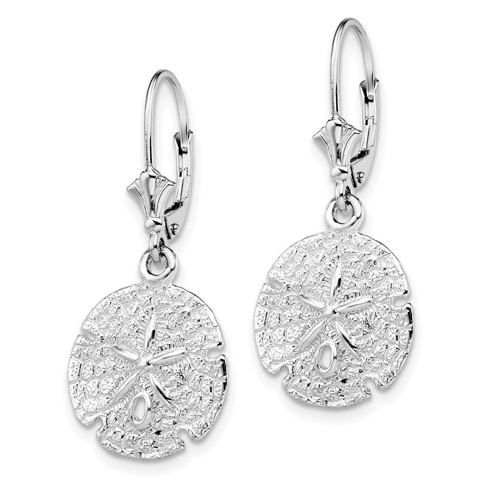 Sterling Silver Polished Sand Dollar Leverback Earrings