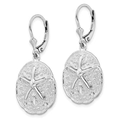 Sterling Silver Polished Sand Dollar with Starfish Leverback Earrings
