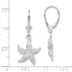 Sterling Silver Polished Starfish Leverback Earrings