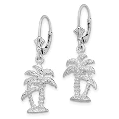 Sterling Silver Polished Palm Trees Leverback Earrings
