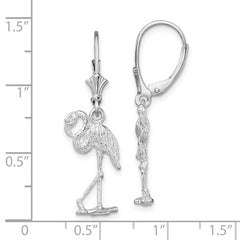 Sterling Silver Polished Flamingo Leverback Earrings