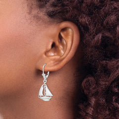Sterling Silver Polished Sailboat Leverback Earrings