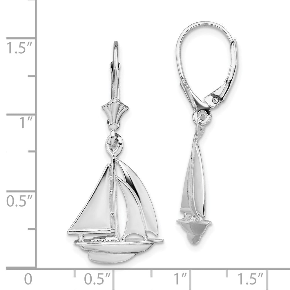 Sterling Silver Polished Sailboat Leverback Earrings