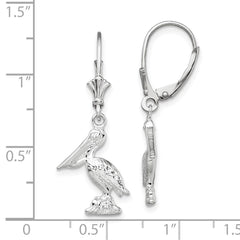 Sterling Silver Polished 3D Small Pelican Leverback Earrings