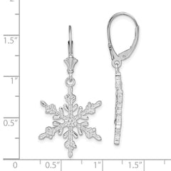 Sterling Silver Polished Snowflake Leverback Earrings