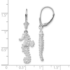 Sterling Silver Polished 3D Seahorse Leverback Earrings
