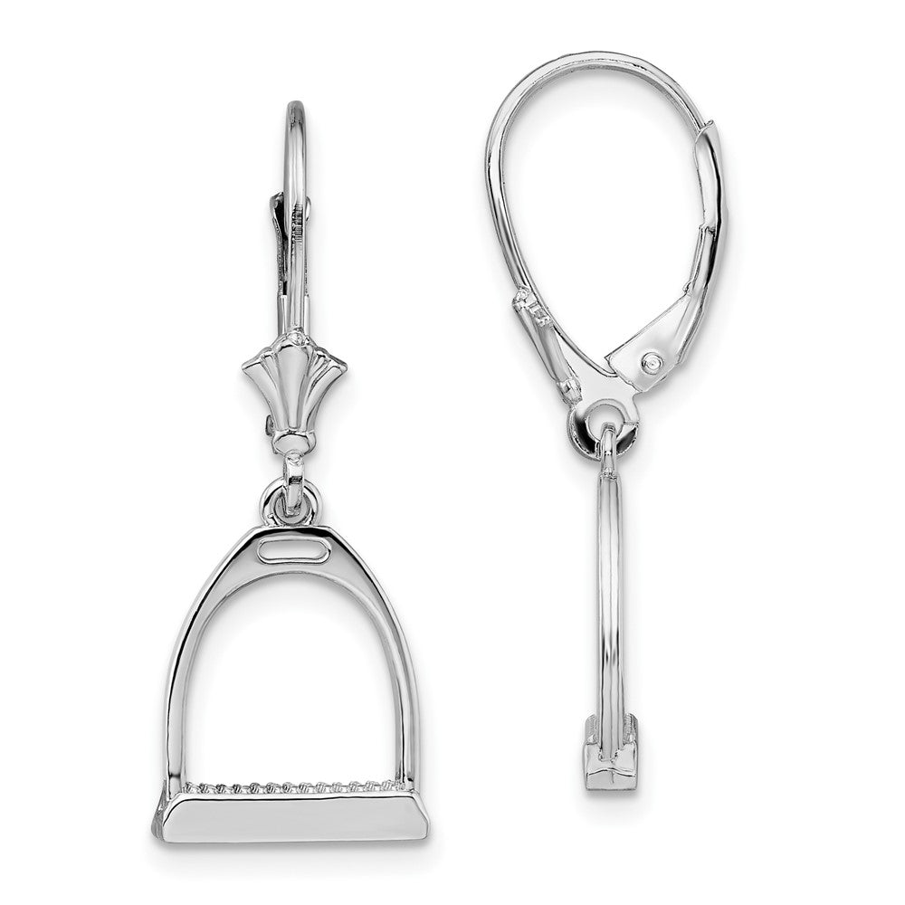 Sterling Silver Polished 3D Small Stirrup Leverback Earrings
