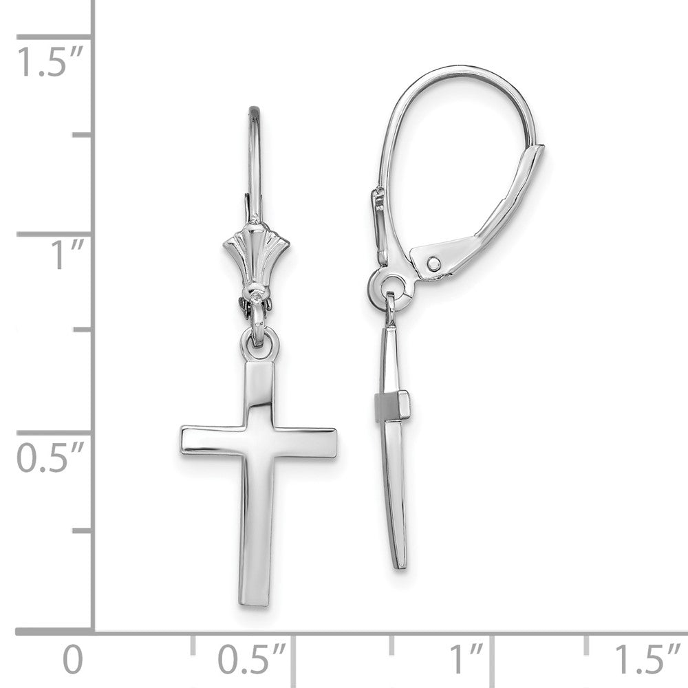 Sterling Silver Polished Latin Cross Leverback Earrings