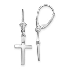 Sterling Silver Polished Latin Cross Leverback Earrings