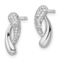 Rhodium-plated Sterling Silver CZ Post Earrings