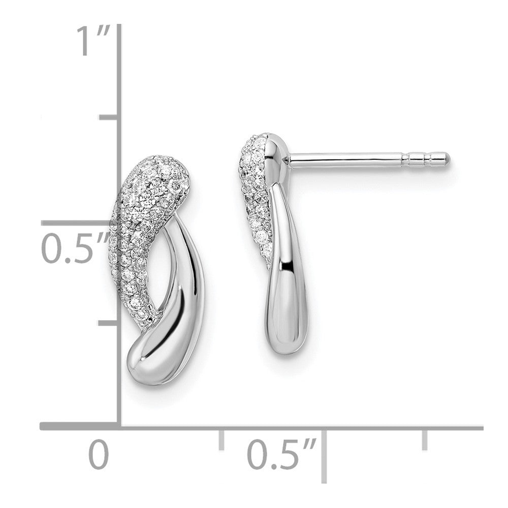 Rhodium-plated Sterling Silver CZ Post Earrings