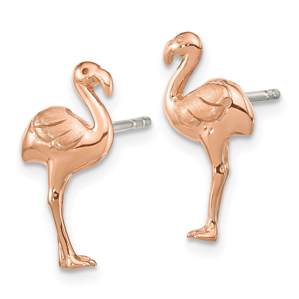 Sterling Silver Rose Gold-plated Flamingo Post Earrings