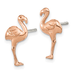 Sterling Silver Rose Gold-plated Flamingo Post Earrings