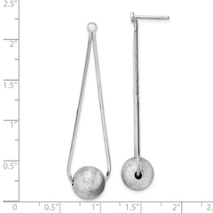 Rhodium-plated Sterling Silver Diamond-cut Beaded Chain Drop Post Earrings