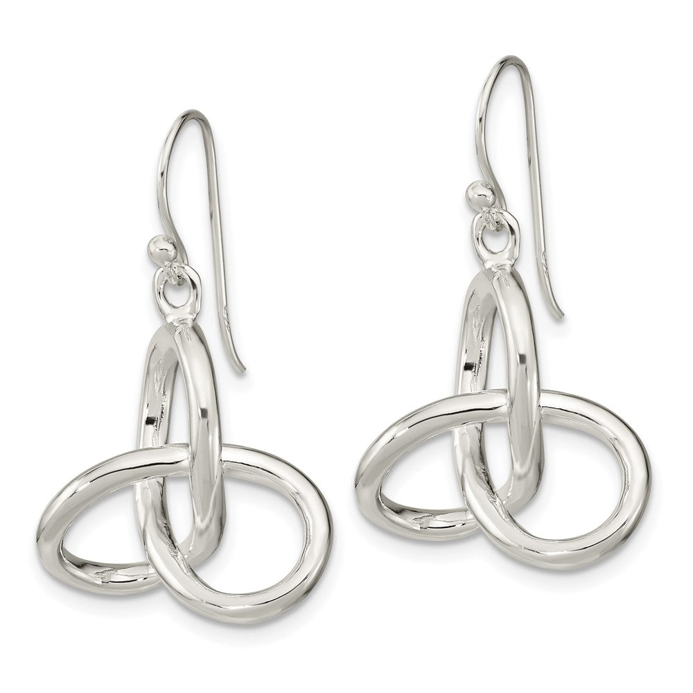 Sterling Silver Polished Knot Dangle Shephard Hook Earrings