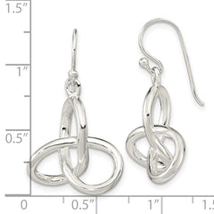 Sterling Silver Polished Knot Dangle Shephard Hook Earrings