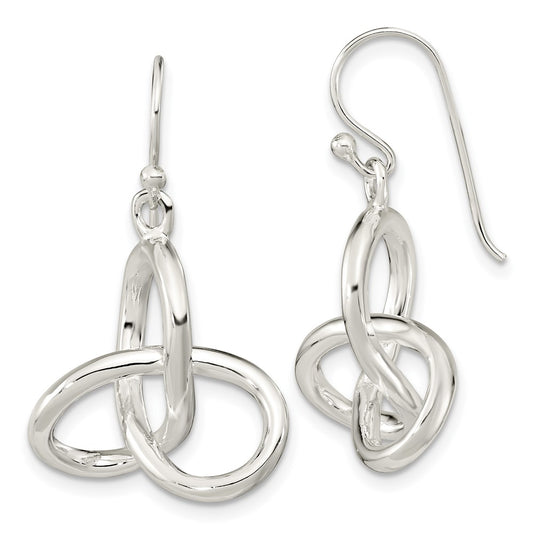 Sterling Silver Polished Knot Dangle Shephard Hook Earrings